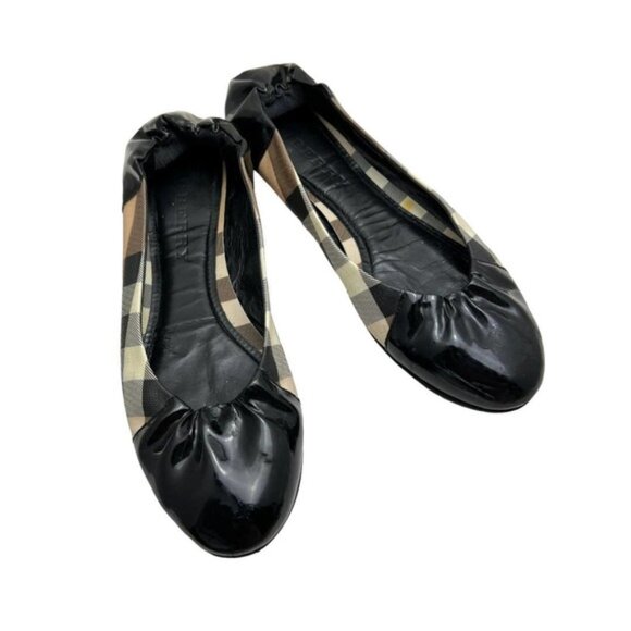 Burberry Black Nova Check  Ballerina Flats 11 - Picture 1 of 10